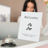 Logo zwart wit welkom bedrijf  reclamebord met voetstuk