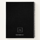 Logo zwarte leren monogram initiaal bedrijf notitieboek (Achterkant)