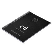 Logo zwarte leren monogram initialen bedrijf notitieboek (Linkerzijde)