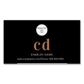 Logo zwarte monogram initialen minimalistisch magnetisch visitekaartje (Voorkant)