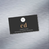 Logo zwarte monogram initialen minimalistisch magnetisch visitekaartje (Voorbeeld)