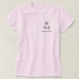 Logo Zwarte Script Werknemersnaam Bedrijfs Make-up T-shirt