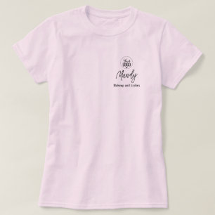 Logo Zwarte Script Werknemersnaam Bedrijfs Make-up T-shirt