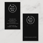 Logo | Zwarte Sieraden Oorbel Display Kaart Visitekaartje (Voorkant / Achterkant)