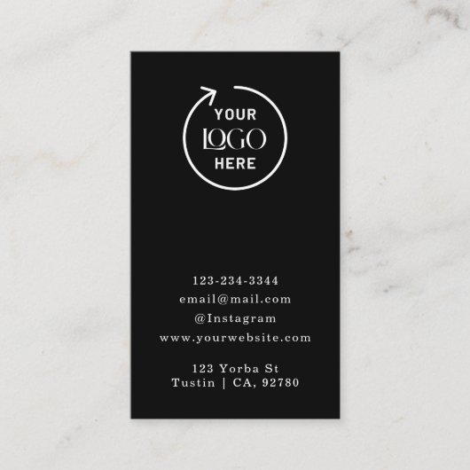 Logo | Zwarte Sieraden Oorbel Display Kaart Visitekaartje (Voorkant)