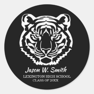 Logo Zwarte Tijgers School Mascotte Ronde Sticker