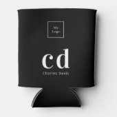 Logo zwarte witte monogram blikjeskoeler (Voorkant)