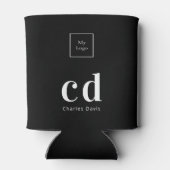 Logo zwarte witte monogram blikjeskoeler (Achterkant)