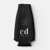 Logo zwarte witte monogram flesjeskoeler (Voorkant)