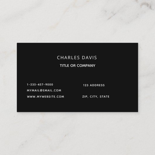 Logo zwarte witte monogram initialen minimalistisc visitekaartje (Achterkant)