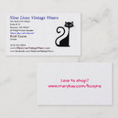 logocat04w10, Nine Lives Wears, 602 Eas... Visitekaartje (Voorkant / Achterkant)