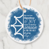 Logo'd Blue, White Snowflake kerstcadeautje Label (Voorkant)