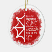 Logo'd Rode Sneeuwvlok Kerstversiering Keramisch Ornament (Links)