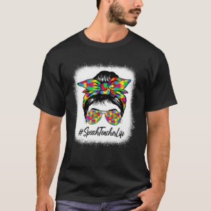 Logopedie Leraar Rommelige Knot Steun Autisme Bewu T-shirt