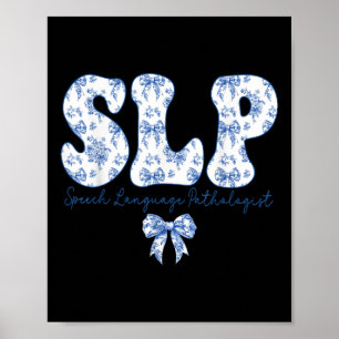Logopedie Retro Slp Coquette Blauw Poster