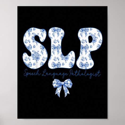 Logopedie Retro Slp Coquette Blauw Poster (Voorkant)
