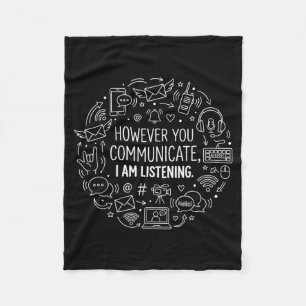 Logopedist SLP Hoe dan ook Communiceren Luisteren Fleece Deken