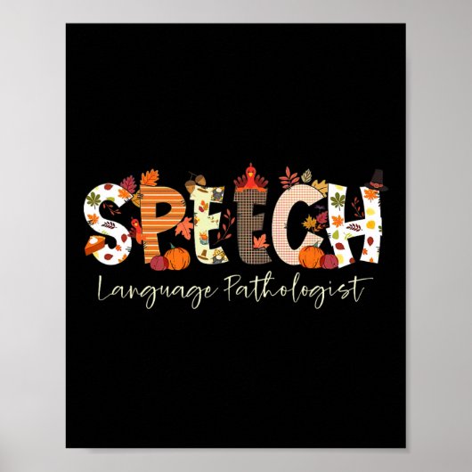 Logopedist Slp Pompoen Herfst Dank U Poster (Voorkant)