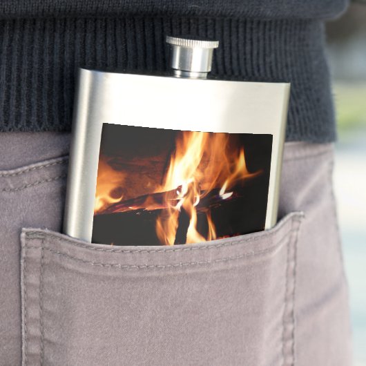 Logs in the Fireplace Warm Fire Photography Flacon (Voorbeeld)