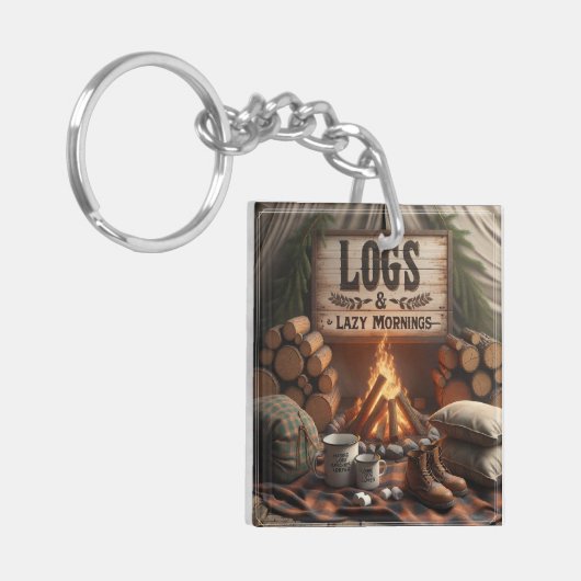 Logs & Lazy Mornings Keychain – Camping Adventure (Voorkant Links)