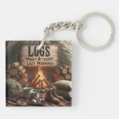 Logs & Lazy Mornings Keychain – Camping Adventure (Achterkant)