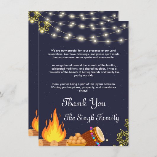 Lohri Bedankt kaart (Voorkant / Achterkant)