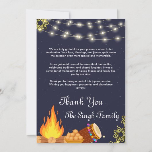 Lohri Bedankt kaart sjabloon (Voorkant)