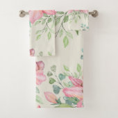 Loing roze Lily Flower Bath-handdoekset Bad Handdoek (Insitu)