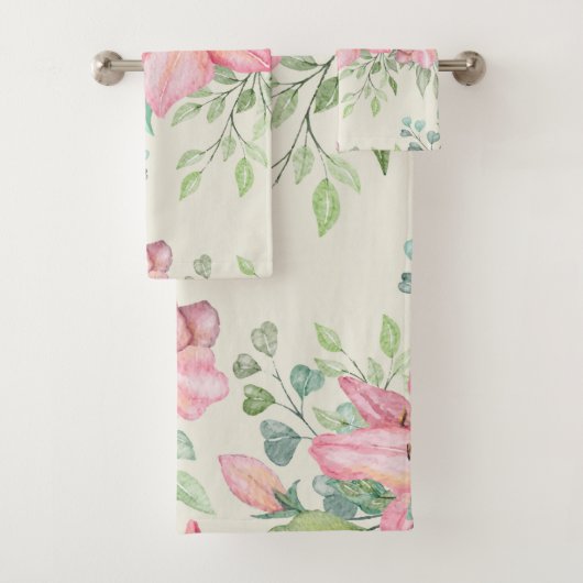 Loing roze Lily Flower Bath-handdoekset Bad Handdoek (Insitu)