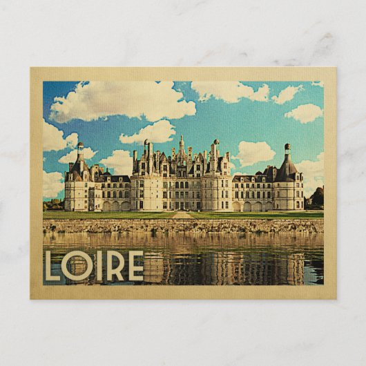 Loire France Vintage Travel - Chateau Chambord Briefkaart (Voorkant)