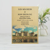 Loire France Wedding Invitation Chateau Chambord Kaart (Staand voorkant)