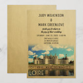 Loire France Wedding Invitation Chateau Chambord Kaart (Voorkant / Achterkant)