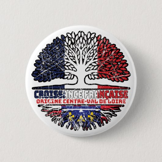 Loire Valley Central Region France Tree Ronde Button 5,7 Cm (Voorkant)