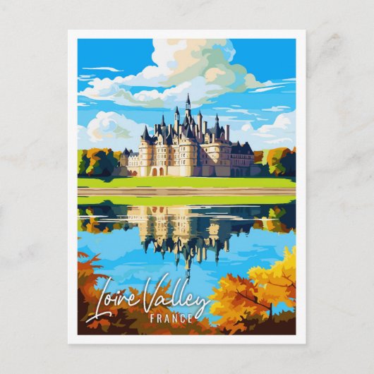 Loire Valley Frankrijk vintage reisillustratie Briefkaart (Voorkant)