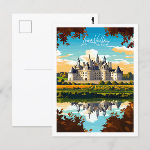 Loire Valley Frankrijk vintage reisillustratie Briefkaart