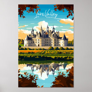 Loire Valley Frankrijk vintage reisillustratie Poster
