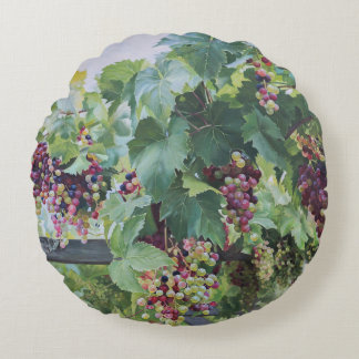 Loire Valley Vineyard – French Grape Painting Rond Kussen