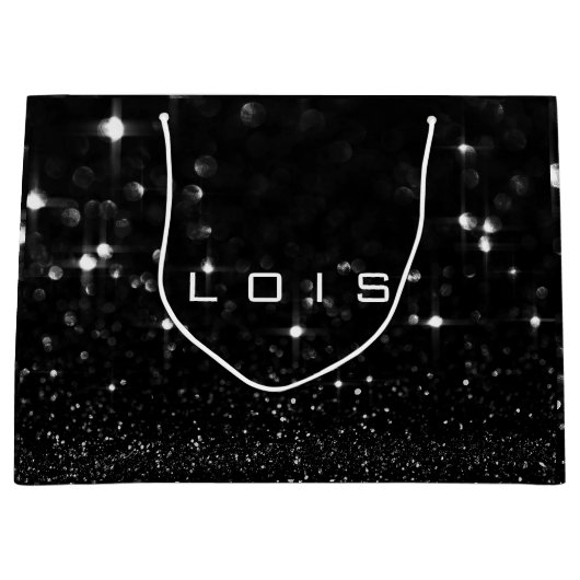 Lois Black White Glitter Favor Gift Spark Groot Cadeauzakje (Voorkant)