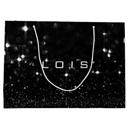 Lois Black White Glitter Favor Gift Spark Groot Cadeauzakje (Achterkant)