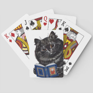 Lois Wain Lucky Black Cat leest een boek Pokerkaarten