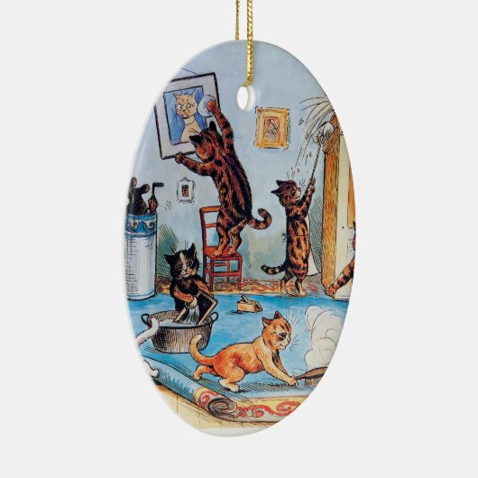 Lois Wain's Spring Cleaning Cats Keramisch Ornament (Rechts)