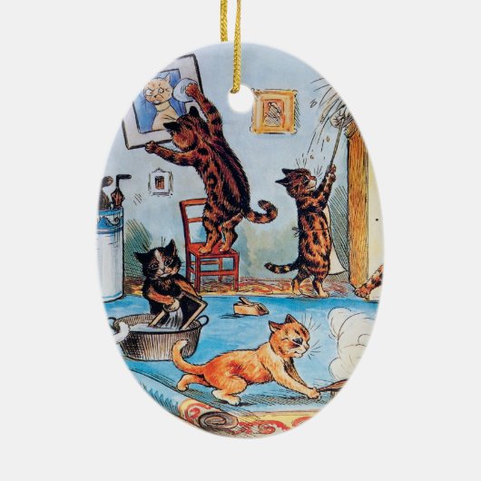 Lois Wain's Spring Cleaning Cats Keramisch Ornament (Achterkant)