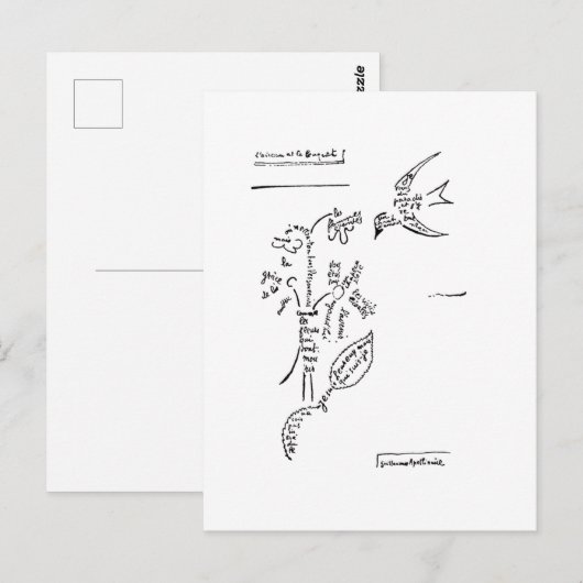 L'oiseau et le bouquet, door Apollinaire Briefkaart (Voorkant / Achterkant)