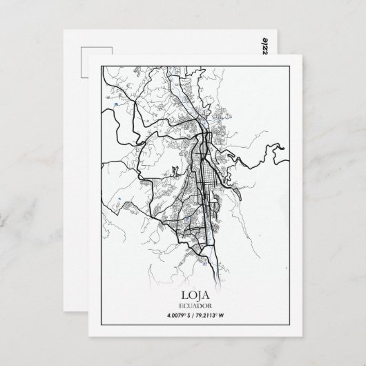 Loja Ecuador Zuid-Amerika - Stadskaart reizen Briefkaart (Voorkant / Achterkant)