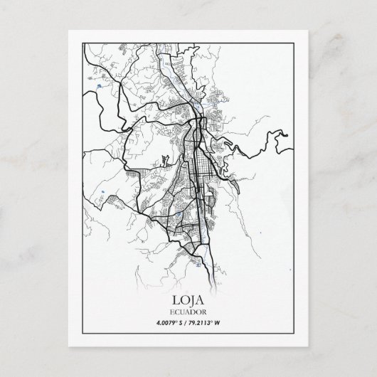 Loja Ecuador Zuid-Amerika - Stadskaart reizen Briefkaart (Voorkant)