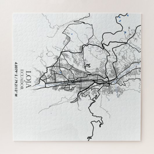 Loja Ecuador Zuid-Amerika - Stadskaart reizen Legpuzzel (Horizontaal)