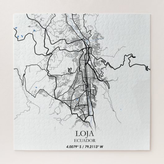 Loja Ecuador Zuid-Amerika - Stadskaart reizen Legpuzzel (Verticaal)
