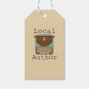 Lokaal auteurschap typewriter logo geschenklabel cadeaulabel