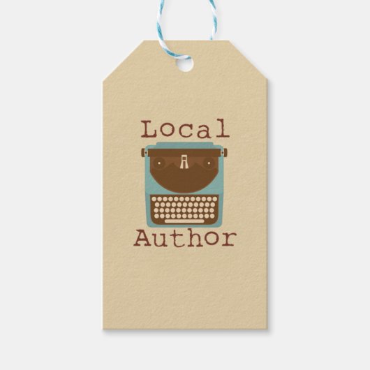 Lokaal auteurschap typewriter logo geschenklabel cadeaulabel (Voorkant)