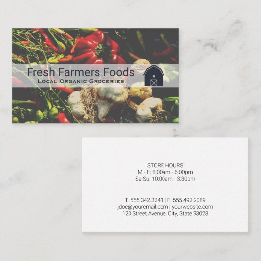 Lokaal biologisch | Landbouwers verkopen verse pro Visitekaartje (Voorkant / Achterkant)